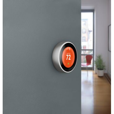 Google - Nest Learning Smart Wifi Thermostat - Stainless Steel