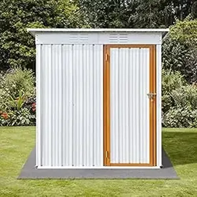 image of HBRR 5FT x 3FT Metal Outdoor Storage Shed, Steel Utility Tool Shed Storage House with Door & Lock, for Backyard Garden Patio Lawn, White with sku:b0cxtf42w3-amazon