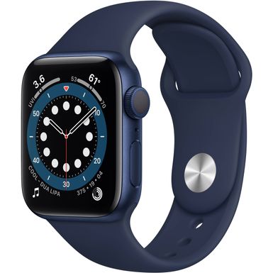 image of Apple Watch Series 6 - GPS 40mm Blue Aluminum Case - Deep Navy Sport Band with sku:bb21030539-6215921-bestbuy-apple