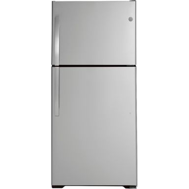image of GE - 21.9 Cu. Ft. Top-Freezer Refrigerator - Stainless steel with sku:bb21482662-6398921-bestbuy-ge