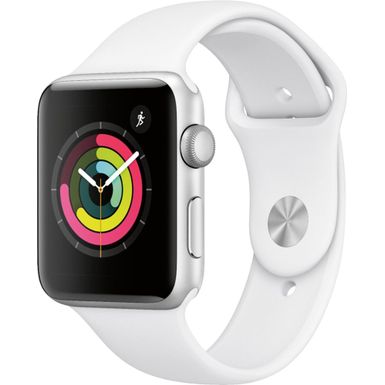 image of Apple Watch Series 3 - GPS 42mm Silver Aluminum Case - White Sport Band with sku:mtf22ll/a-mtf22ll/a-abt