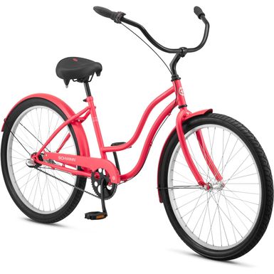 Schwinn Mikko Adult Beach Cruiser Bike, 26-Inch Wheels, 17-Inch Steel Frame, 3-Speed Twist Shifters, Coaster Brakes, Pink