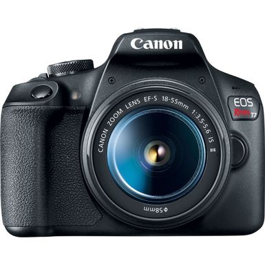 image of Canon - EOS Rebel T7 DSLR Video Camera with 18-55mm Lens - Black with sku:rebelt7-1855kit-2727c002-abt