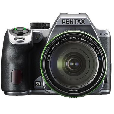 image of Pentax K-70 24MP Full HD Digital SLR Camera with SMCP-DA 18-135mm f/3.5-5.6 ED AL DC WR Lens, Silver with sku:ipxk70sk-adorama