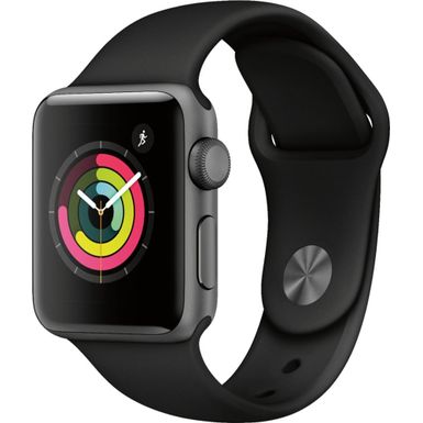 image of Apple Watch Series 3 - GPS 38mm Space Gray Aluminum Case - Black Sport Band with sku:bb21100275-5706618-bestbuy-apple