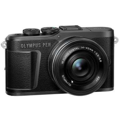 image of Olympus PEN E-PL10 Mirrorless Digital Camera with M.Zuiko Digital 14-42mm f/3.5-5.6 EZ Lens, Black Camera with Black Lens with sku:iomepl10bk1-adorama