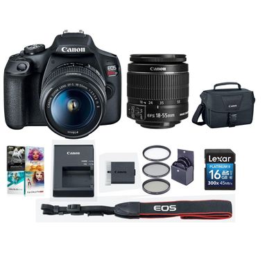 image of Canon EOS Rebel T7 24.1MP DSLR Camera with EF-S 18-55mm f/3.5-5.6 IS II Lens - Bundle With 58mm Filter Kit, Camera Case, 16GB SDHC Card, Pc Software Packge with sku:icat7ka-adorama