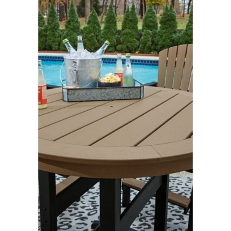 Black/Driftwood Fairen Trail Round Bar Table w/Umbrella Option