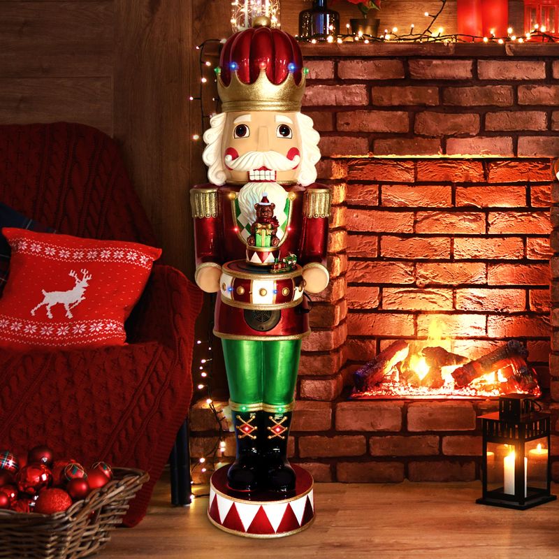 Fraser Hill Farm 4-Ft. Metallic Nutcracker Statue with LED Lights and Music