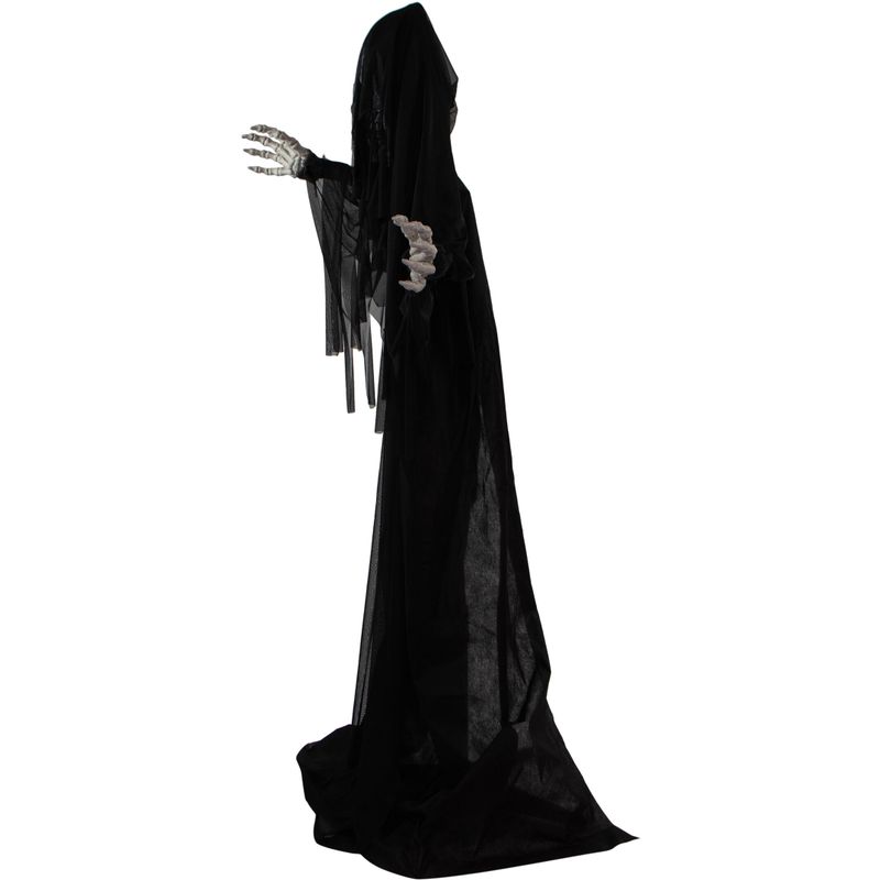 Life-Size Animatronic Skeleton Reaper with Lights and Sound, Indoor/Covered Outdoor Halloween Decoration