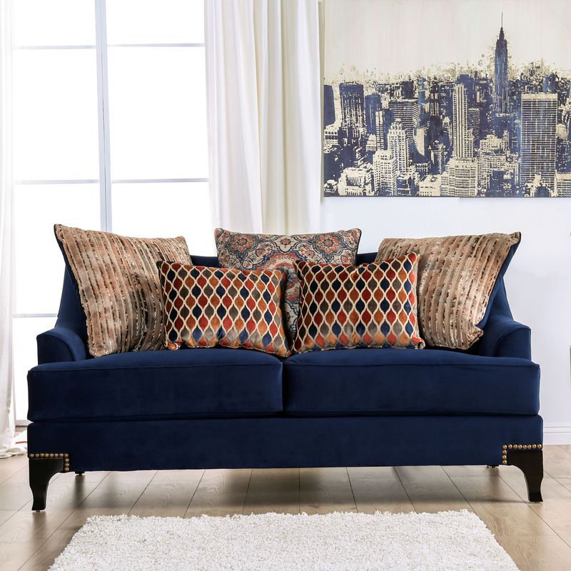 Transitional Chenille Sloped Arms 2-Piece Sofa Set