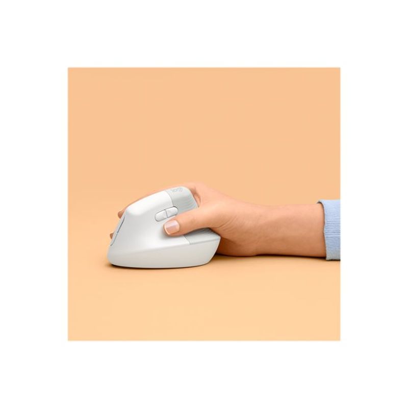 Logitech - Lift for Mac Bluetooth Optical Ergonomic Mouse with 4 Customizable Buttons - Wireless - Off-White