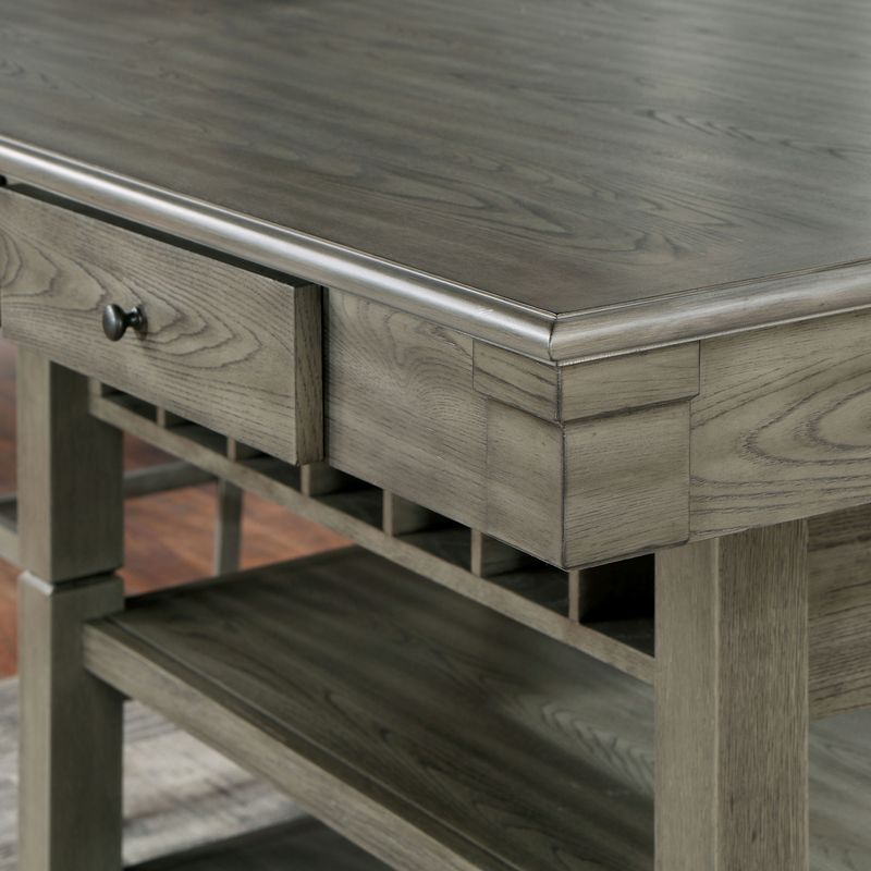 Transitional Gray Wood Top Counter Height Dining Table