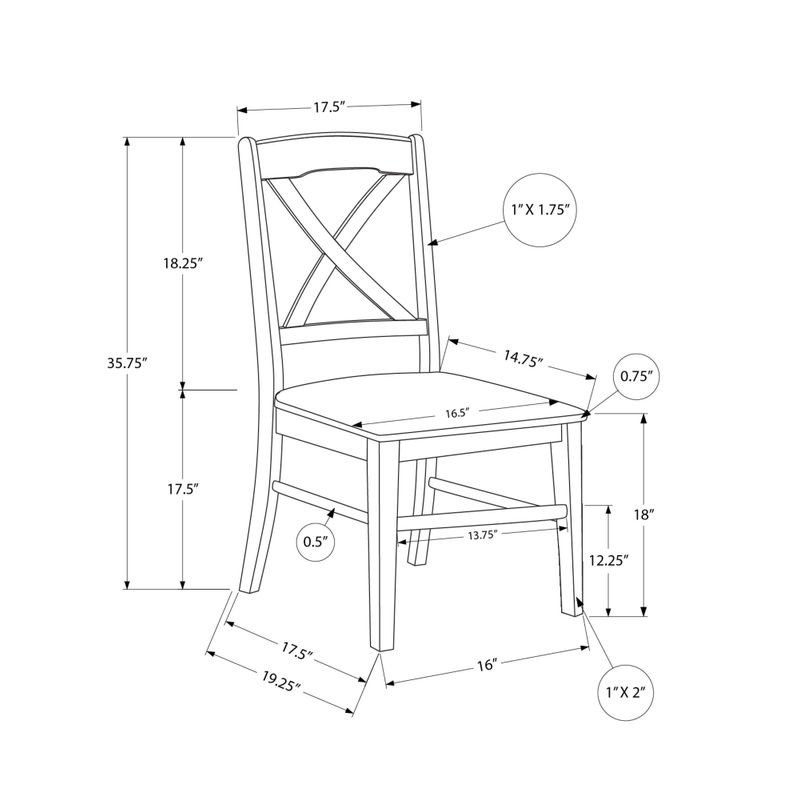 Dining Chair - 2Pcs / 36"H Cream / Oak