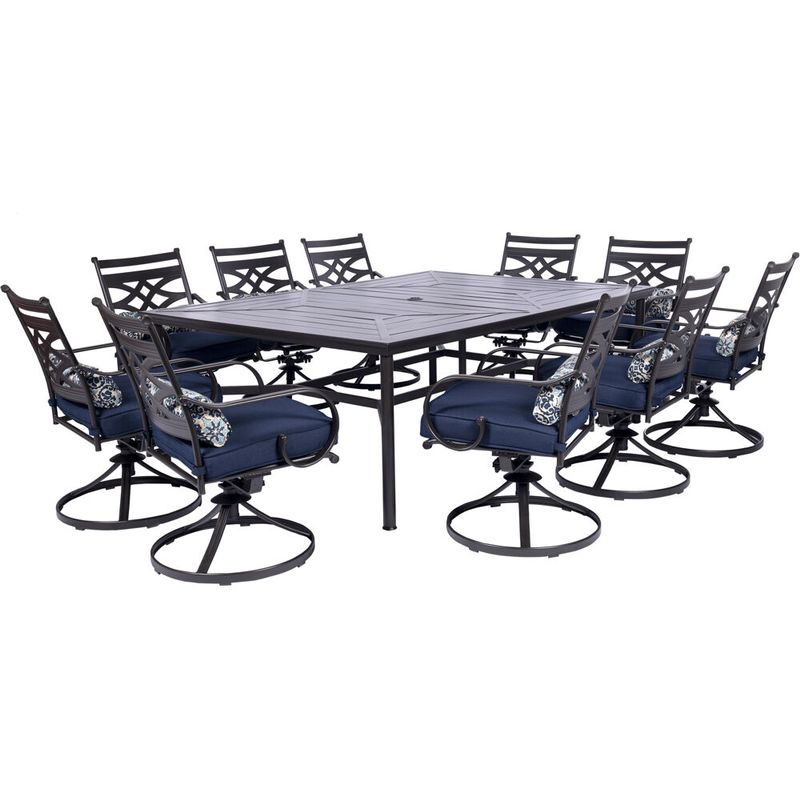 Montclair 11pc: 10 Swivel Rockers, 60"x84" Rectangle Dining Table