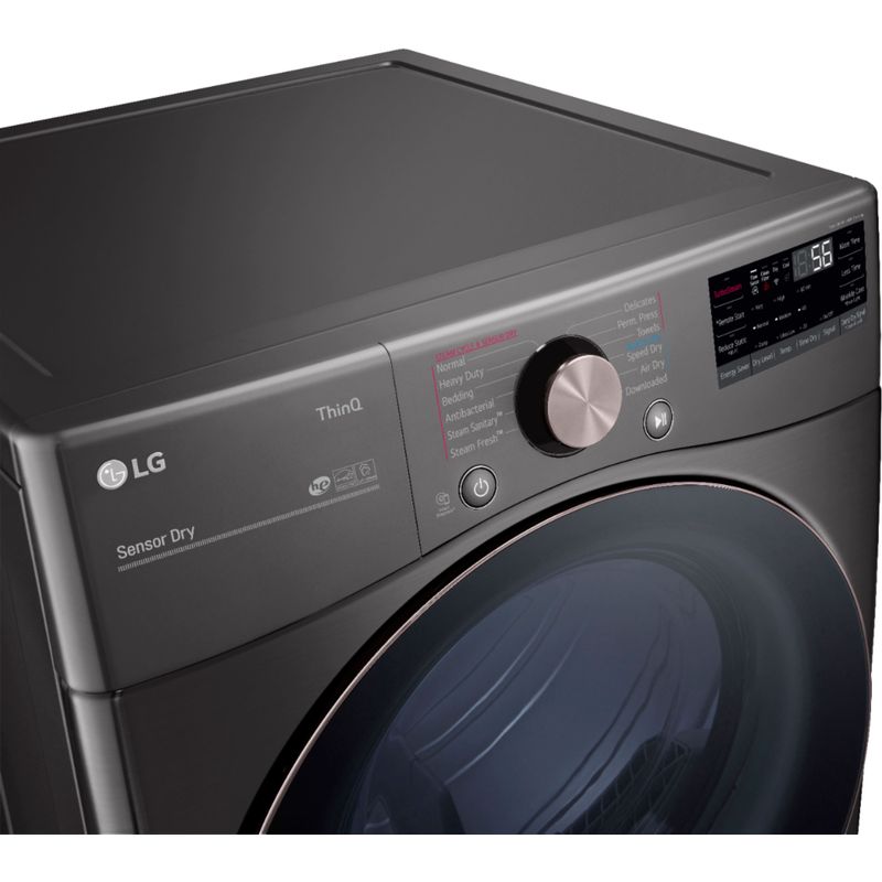 LG - 7.4 Cu. Ft. Stackable Smart Electric Dryer with Steam and Built-In Intelligence - Black Steel