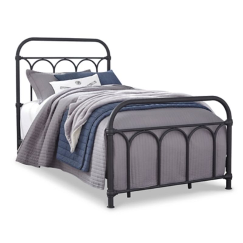 Black Nashburg Twin Metal Headboard/Footboard/Rails