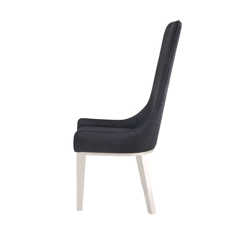 ACME Gianna Side Chair (Set-2), Black Synthetic Leather & Stainless Steel