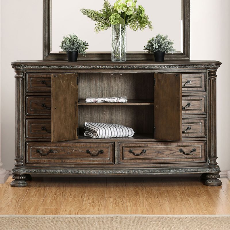 Traditional Wood 8-Drawer Dresser in Rustic Natural Tone