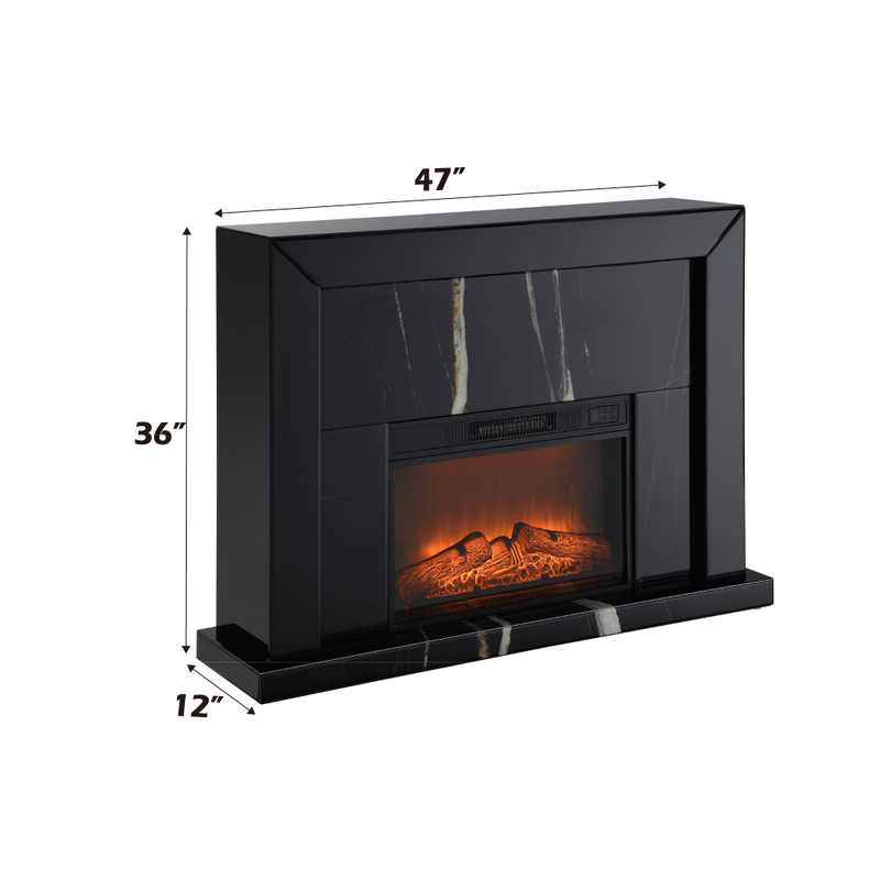 ACME Drisana Fireplace in Black Mirrored Finish