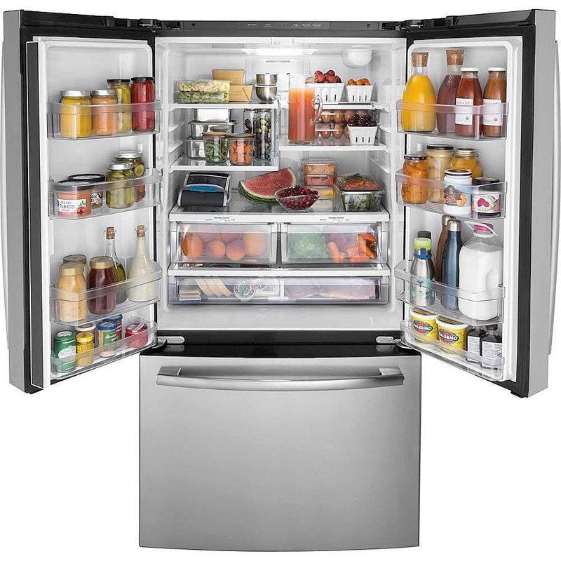 GE - 27.0 Cu. Ft. French Door Refrigerator with Internal Water Dispenser - Stainless Steel