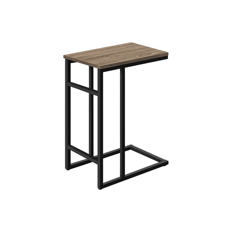 Accent Table/ C-shaped/ End/ Side/ Snack/ Living Room/ Bedroom/ Metal/ Laminate/ Brown/ Black/ Contemporary/ Modern