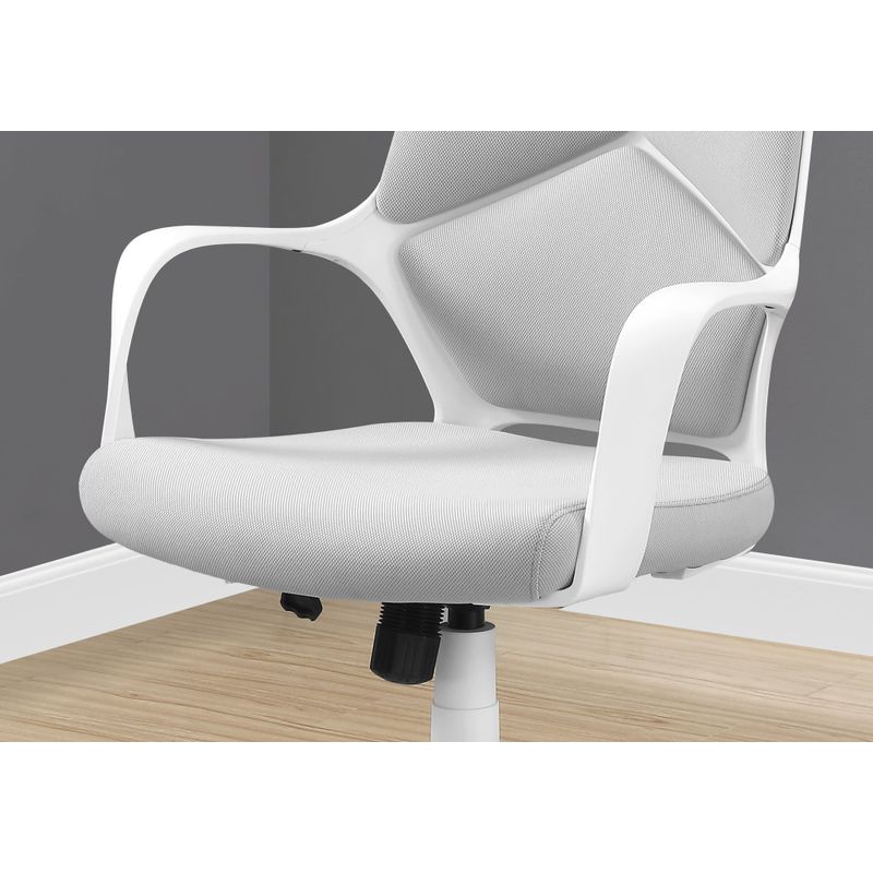 Office Chair/ Adjustable Height/ Swivel/ Ergonomic/ Armrests/ Computer Desk/ Work/ Metal/ Fabric/ White/ Grey/ Contemporary/ Modern