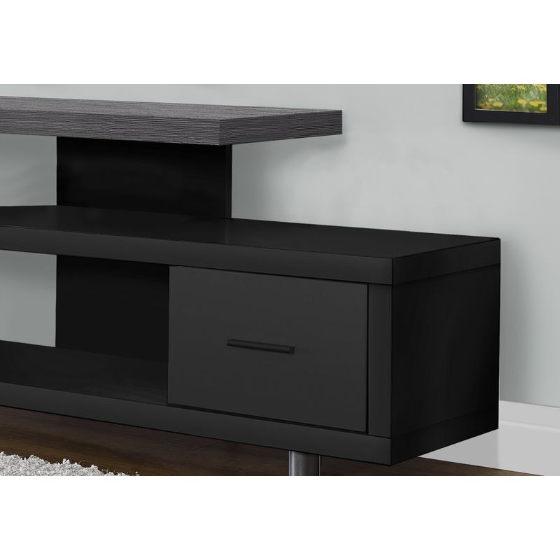 TV Stand/ 60 Inch/ Console/ Media Entertainment Center/ Storage Cabinet/ Living Room/ Bedroom/ Laminate/ Black/ Grey/ Contemporary/ Modern