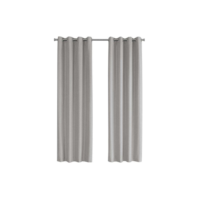 Curtain Panel/ 2pcs Set/ 54"W X 84"L/ 100% Blackout/ Grommet/ Living Room/ Bedroom/ Kitchen/ Thermal Insulation/ Polyester/ Grey/ Contempora