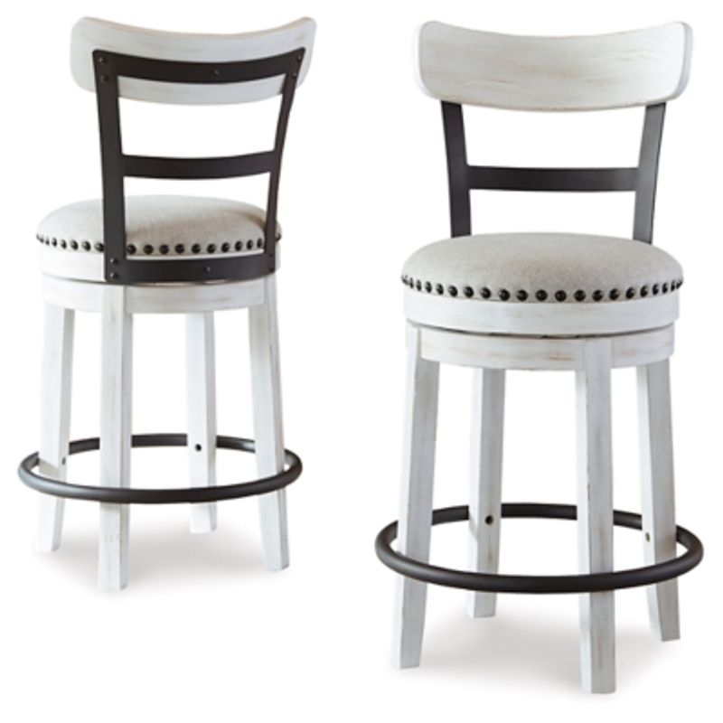 White Valebeck Upholstered Swivel Barstool (1/CN)