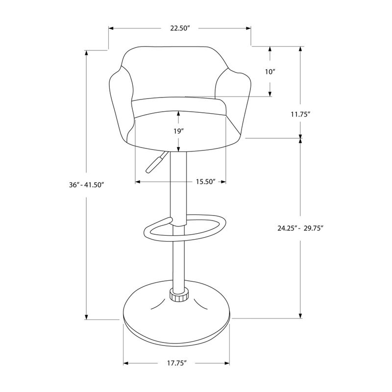 Bar Stool/ Swivel/ Bar Height/ Adjustable/ Metal/ Pu Leather Look/ Black/ Chrome/ Contemporary/ Modern