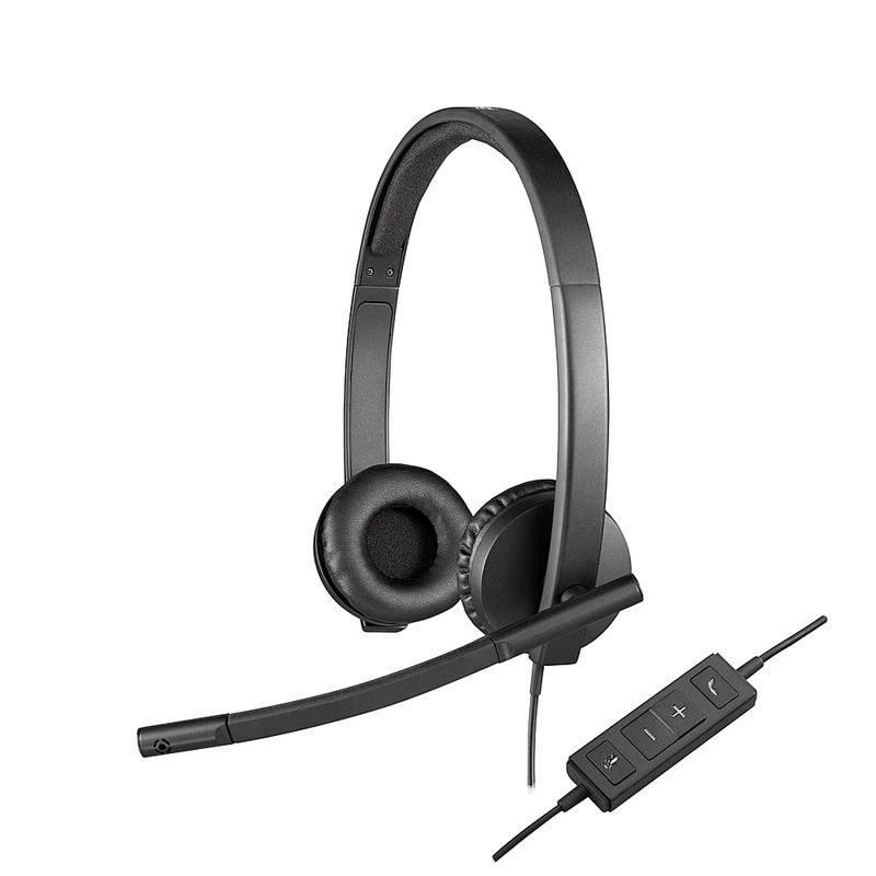 Logitech - H570e Stereo Wired Over-ear Headset - Black