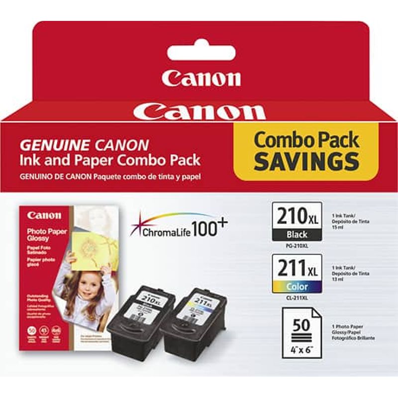 Canon - 210XL/211XL 2-Pack High-Yield Ink Cartridges + Photo Paper - Multicolor