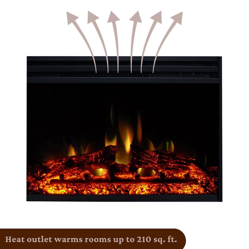 Sienna 34-In. Electric Fireplace Heater with Walnut Mantel, Enhanced Log Display, Multi-Color Flames, and Remote Control