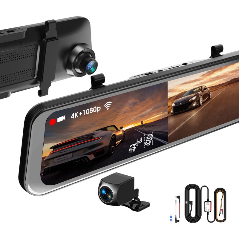 Rexing - M2 Max Pro 4K WiFi GPS Mirror Dash Cam - Black
