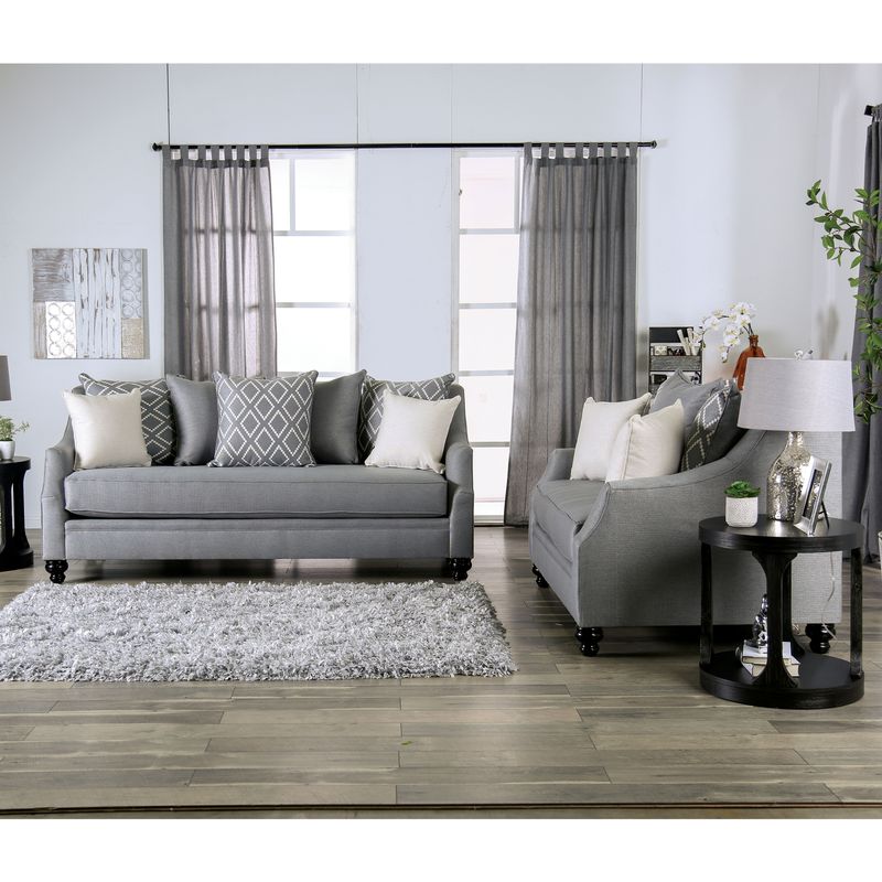 Transitional Fabric 2-Piece Sofa Set in Gray