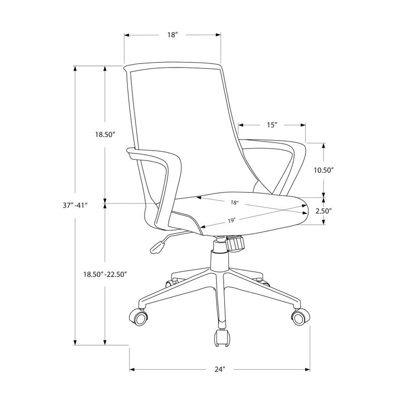 Office Chair/ Adjustable Height/ Swivel/ Ergonomic/ Armrests/ Computer Desk/ Work/ Metal/ Mesh/ White/ Grey/ Contemporary/ Modern