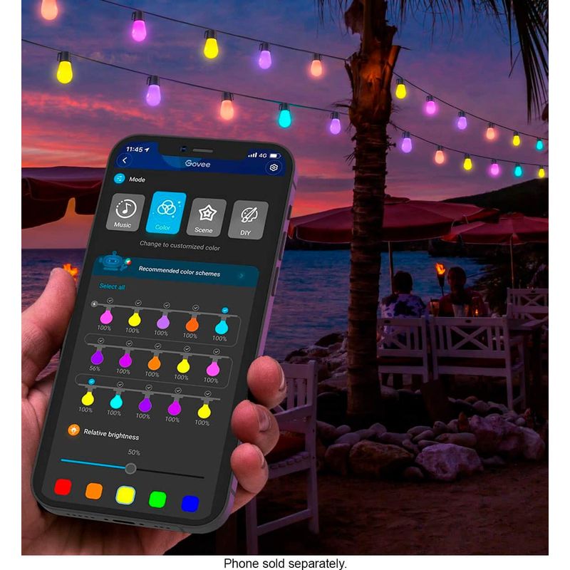 Govee - Wi-Fi Bluetooth Smart String Bulbs - 48 feet - Multi