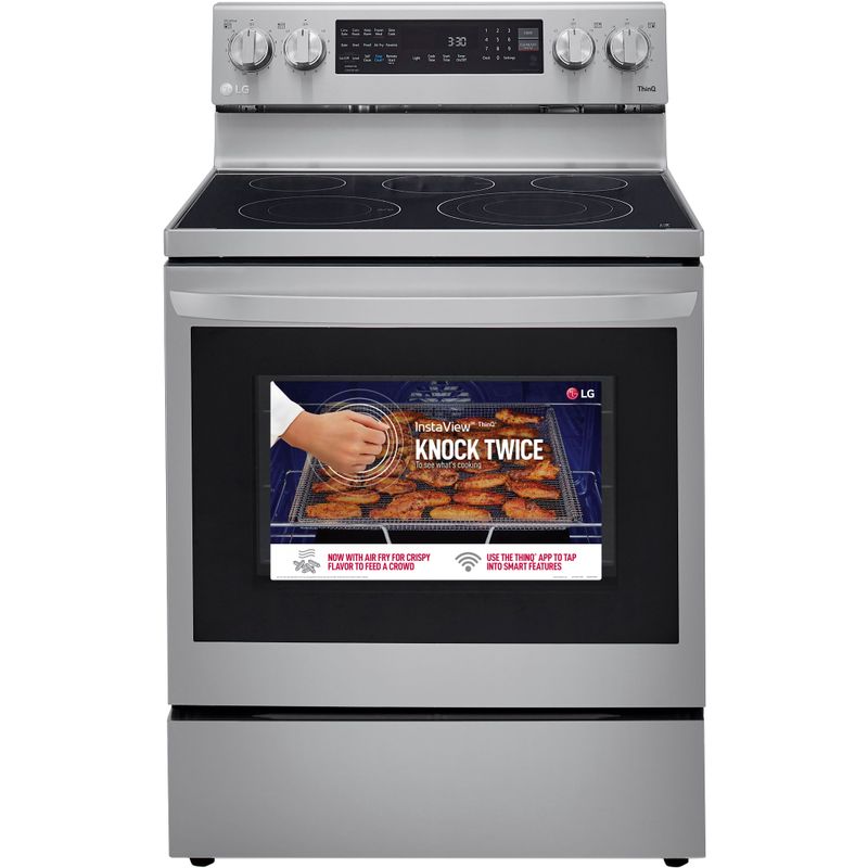 LG 6.3-Cu. Ft. Electric Smart Range with InstaView and AirFry, Stainless Steel