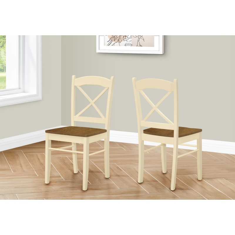 Dining Chair - 2Pcs / 36"H Cream / Oak