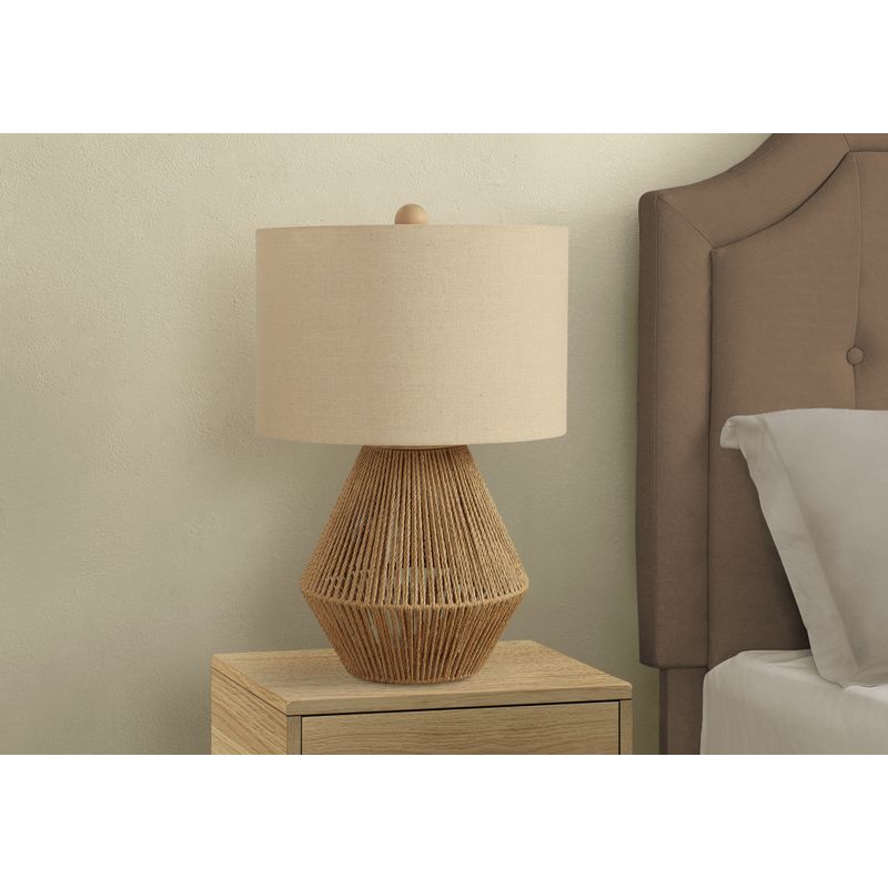 Lighting - 22"H Table Lamp Brown Rope / Beige Shade