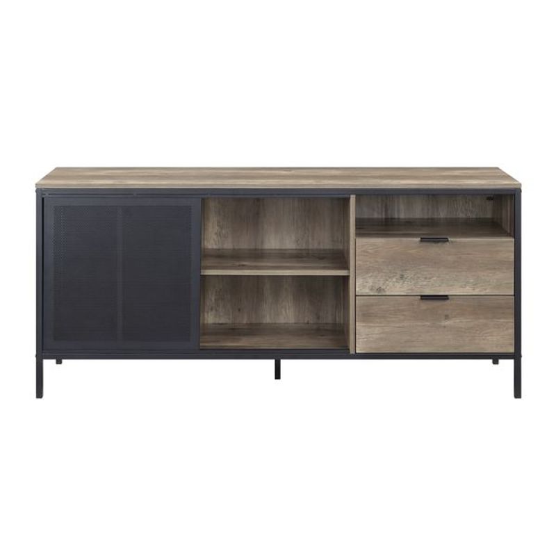 ACME Nantan TV Stand, Rustic Oak & Black Finish