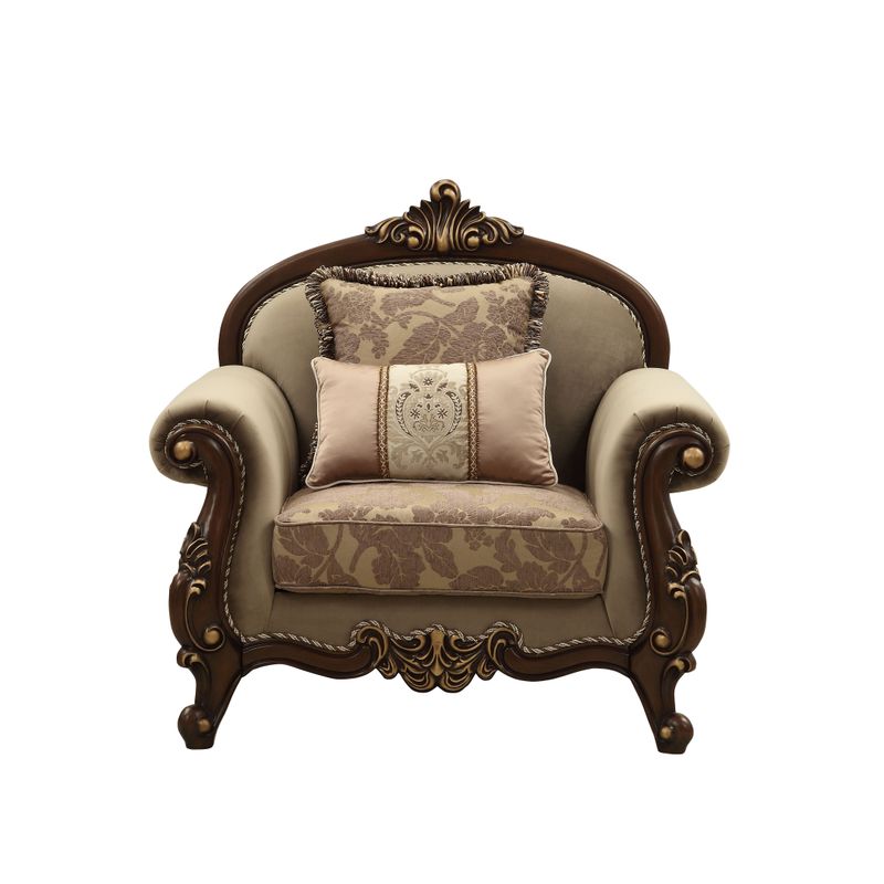 ACME Mehadi Chair w/2 Pillows, Velvet & Walnut