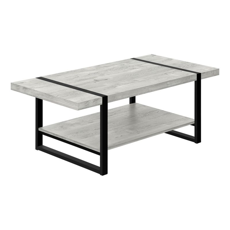 Coffee Table/ Accent/ Cocktail/ Rectangular/ Living Room/ 48"L/ Metal/ Laminate/ Grey/ Black/ Contemporary/ Modern