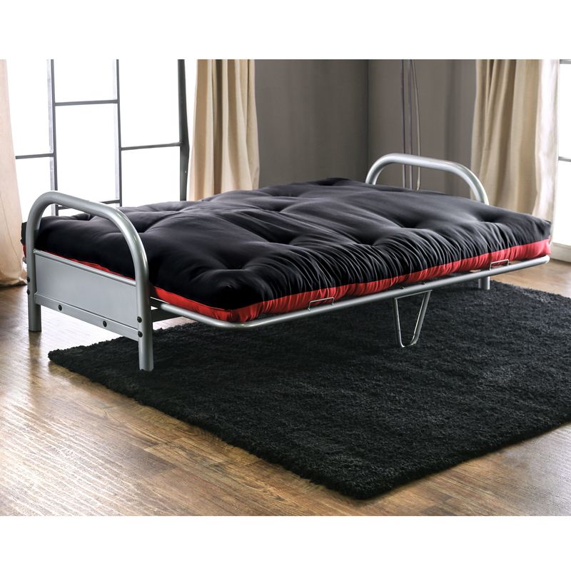 Contemporary Fabric 6-inch Futon Mattress in Black/Red