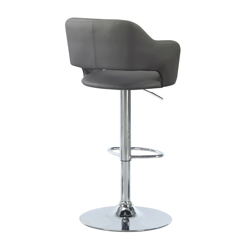 Bar Stool/ Swivel/ Bar Height/ Adjustable/ Metal/ Pu Leather Look/ Grey/ Chrome/ Contemporary/ Modern