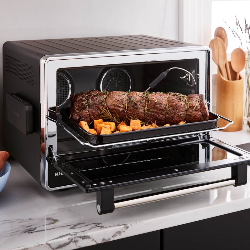 KitchenAid - Dual Convection Countertop Oven with Air Fry and Temperature Probe - KCO224 - Black Matte