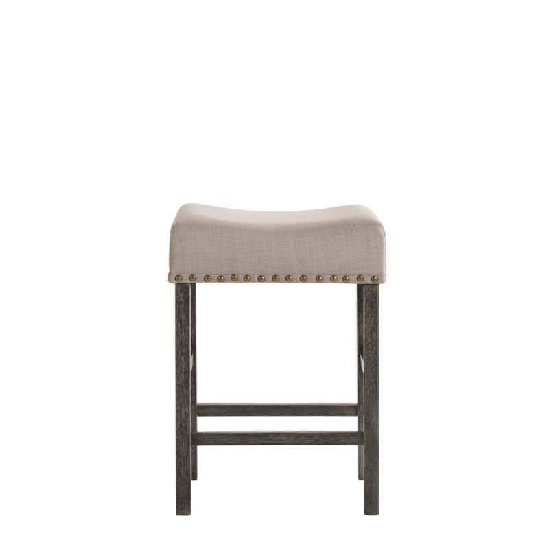 ACME Martha II Counter Height Stool (Set-2), Tan Linen & Weathered Gray