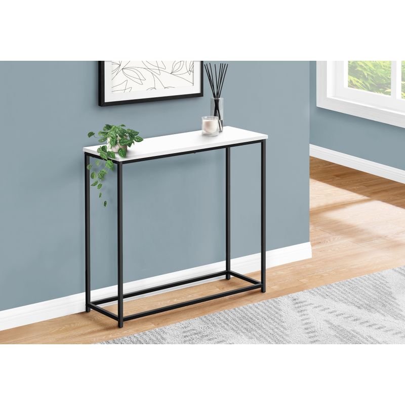 Accent Table/ Console/ Entryway/ Narrow/ Sofa/ Living Room/ Bedroom/ Metal/ Laminate/ White/ Black/ Contemporary/ Modern