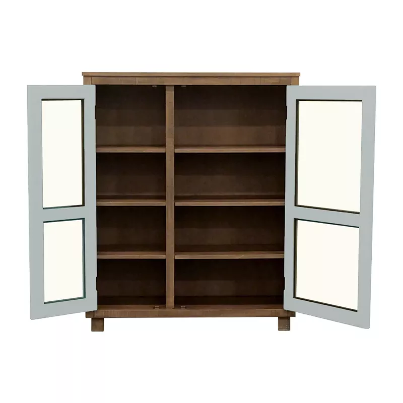 Brown/Taupe Glass Cabinet Mw/Dr/Pv